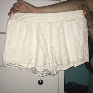 White lace shorts